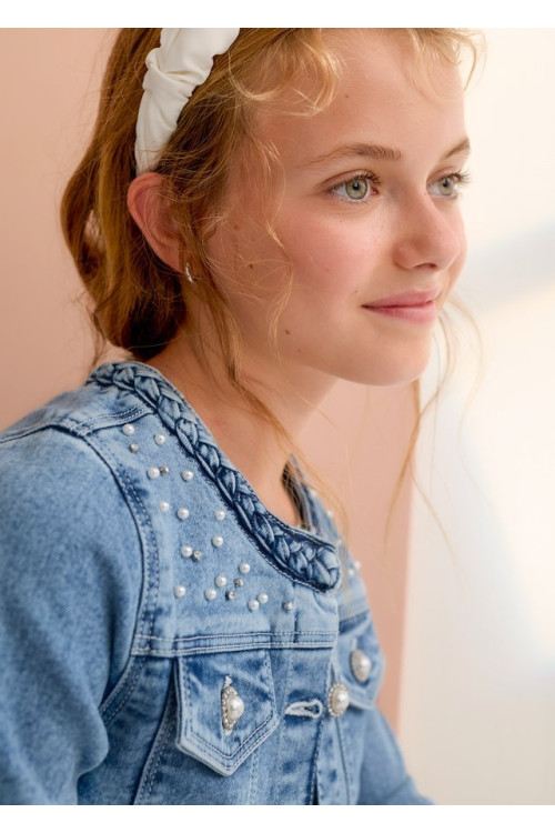 Cazadora Denim Perlas Bleached