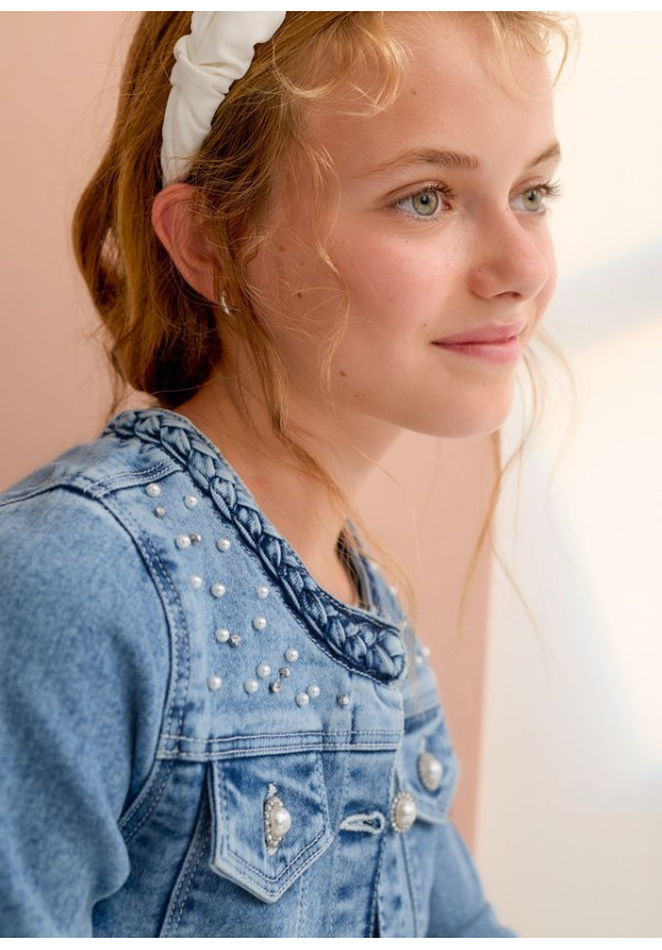 Cazadora Denim Perlas Bleached