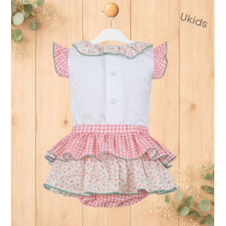 Camiseta + Braguita Bebé Niña Rosa Palo