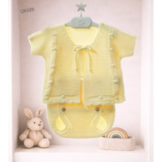 Conjunto Bebe 2 Piezas Art.8413 'Punto Bobo' Vainilla