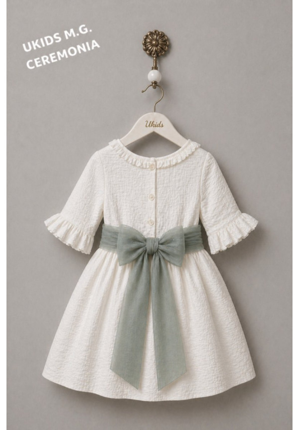 VESTIDO BÁMBULA/TUL MANGA FRANCESA FAJIN TUL  verde