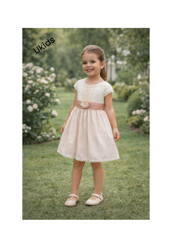 Vestido Cuerpo Plumeti Tablas Rosa