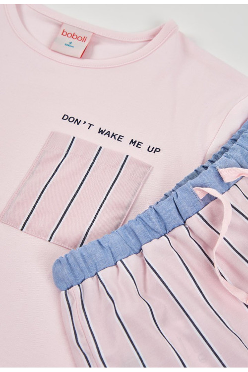 Pijama Punto Combinado Niña Rosa