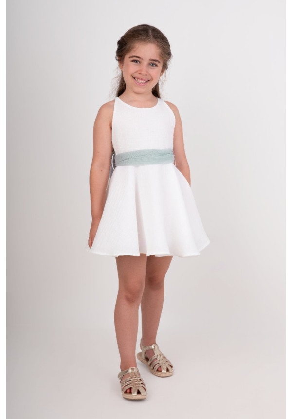 Vestido Niña Ceremonia. Color Verde Agua