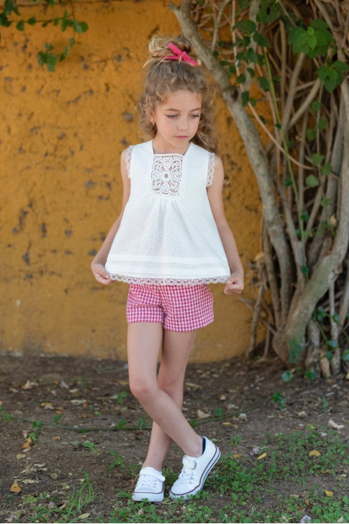 Conjunto Blusa De Lino ......... Color Fucsia