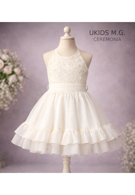 Vestido Niña Ceremonia. Color Beige
