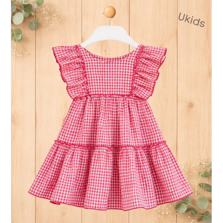 Vestido en cuadro vichi. Color fucsia  W