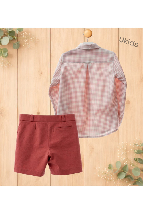 Traje Niño Pantalon Bermuda (2Piezas) Art.1207 'Familia Maemuki' Coral