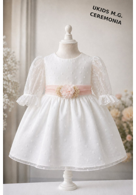VESTIDO CEREMONIA PLUMETI GASA M/FRANCESA TUL ROSA