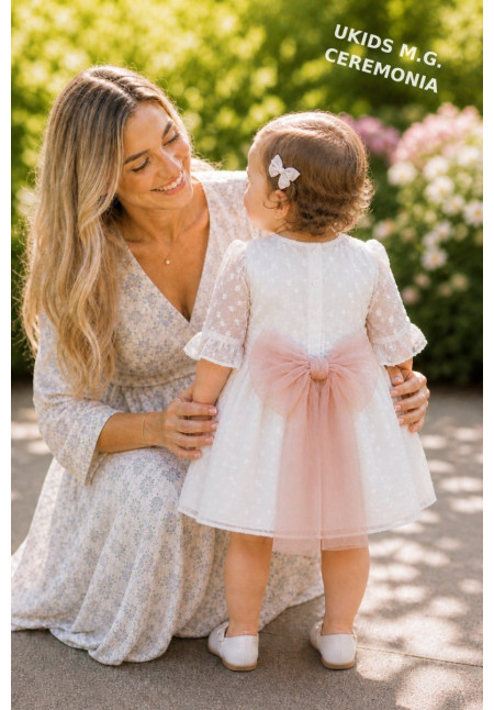 VESTIDO CEREMONIA PLUMETI GASA M/FRANCESA TUL ROSA