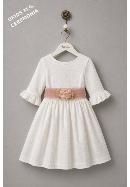 VESTIDO BÁMBULA/TUL MANGA FRANCESA FAJIN TUL  rosa