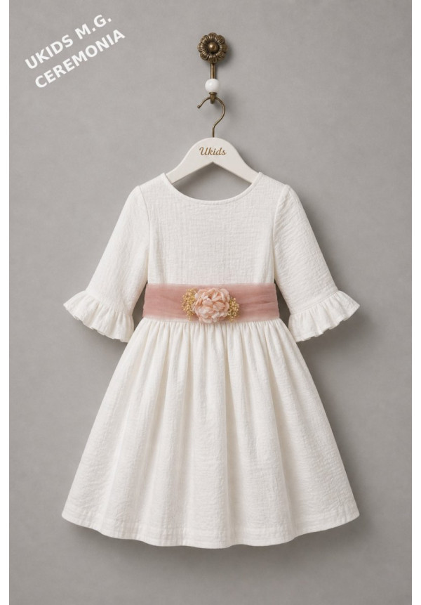 VESTIDO BÁMBULA/TUL MANGA FRANCESA FAJIN TUL  rosa