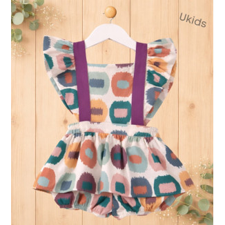 Peto Corto Manchas Bebé Niña Color Rosa Y Verde