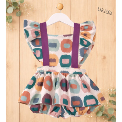 Peto Corto Manchas Bebé Niña Color Rosa Y Verde