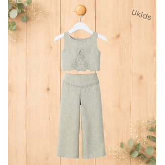 Conjunto Dos Piezas Niña. Color Kaki 