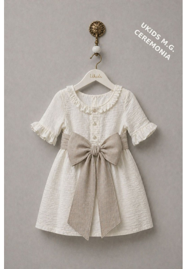 VESTIDO BÁMBULA LINO MANGA FRANCESA color arena