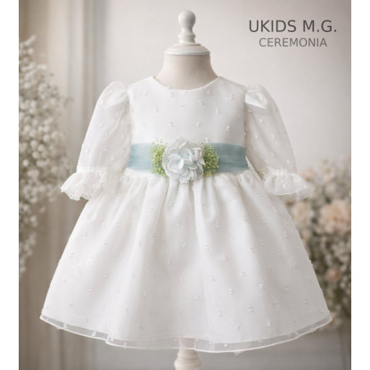 VESTIDO CEREMONIA PLUMETI GASA M/FRANCESA TUL VERDE