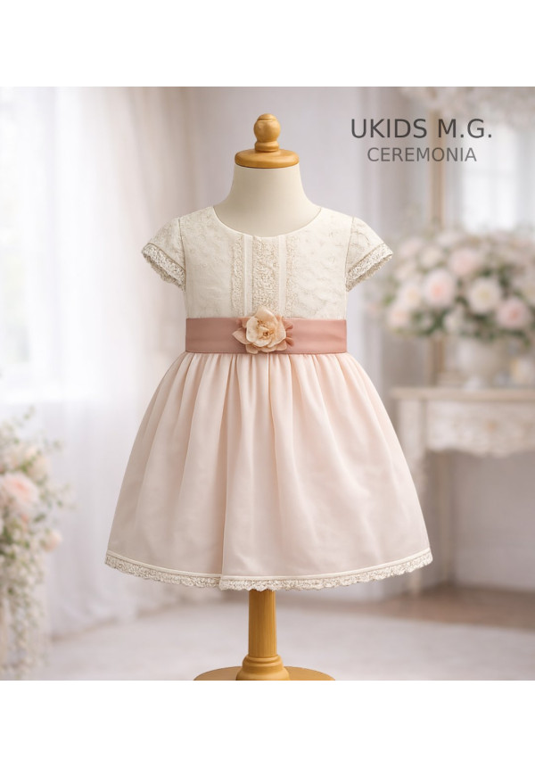 Vestido Cuerpo Plumeti Tablas Rosa