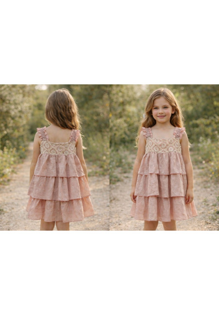 Vestido Infantil Art.0502 \'Familia Porcelana\' Rosa Empolvado