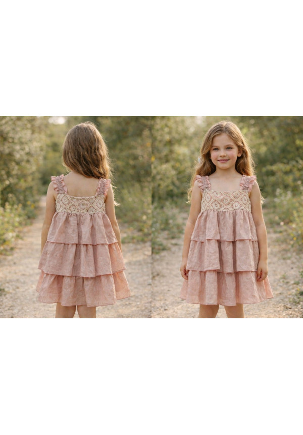 Vestido Infantil Art.0502 'Familia Porcelana' Rosa Empolvado