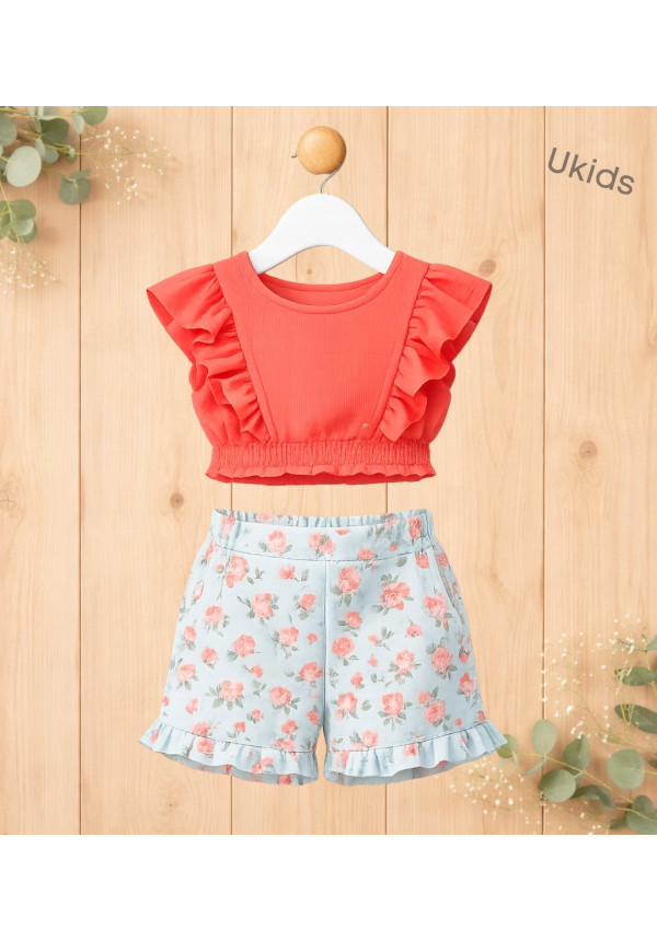 Conjunto niña helados naranja