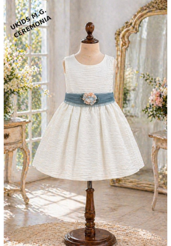 Vestido Bambula sin mangas Lazo tul azul