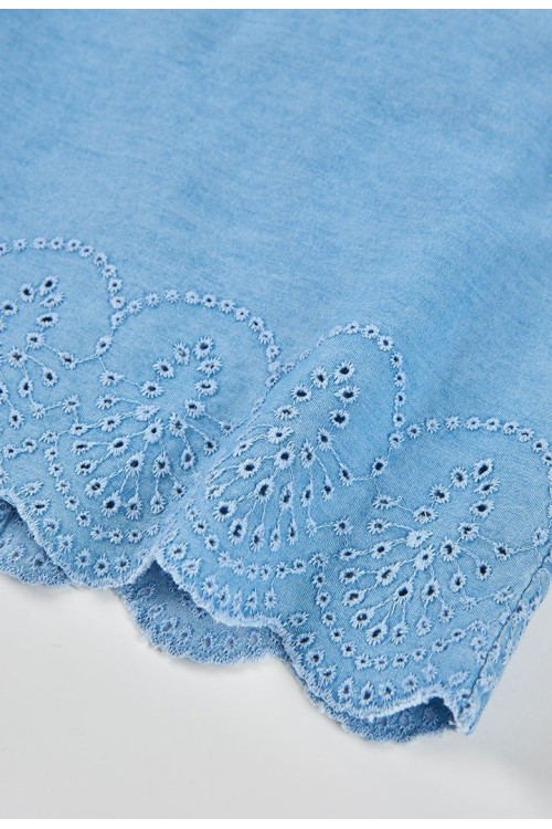 Conjunto Top Denim Bordado Y Pantalón Denim Niña Azul