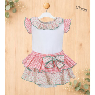 Camiseta + Braguita Bebé Niña Rosa Palo