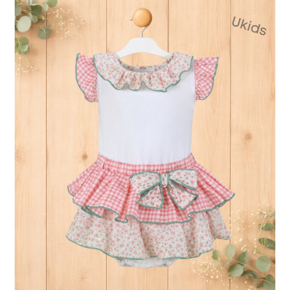 Camiseta + Braguita Bebé Niña Rosa Palo