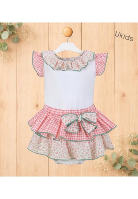 Camiseta + Braguita Bebé Niña Rosa Palo