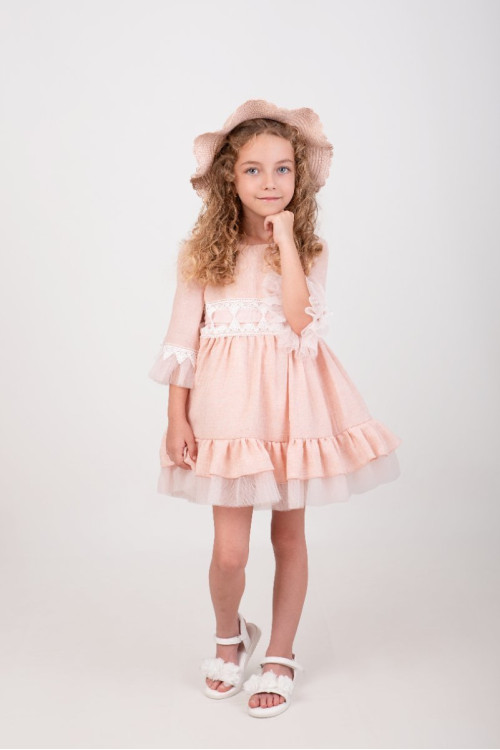Vestido Niña Ceremonia. Color Salmón