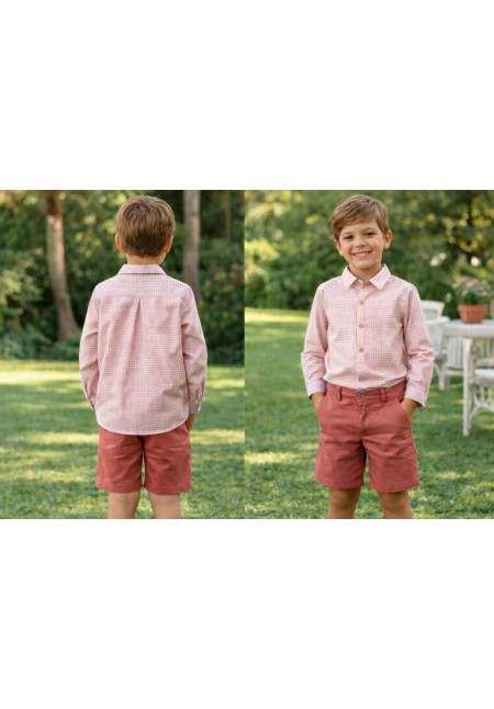 Traje Niño Pantalon Bermuda (2Piezas) Art.1207 'Familia Maemuki' Coral