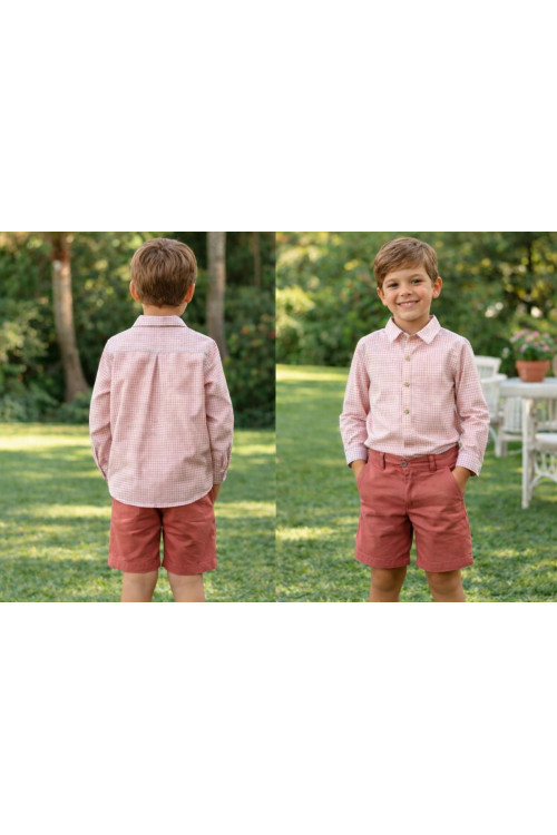 Traje Niño Pantalon Bermuda (2Piezas) Art.1207 'Familia Maemuki' Coral