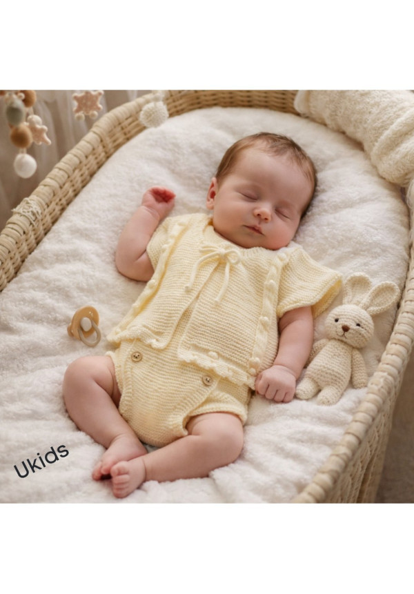 Conjunto Bebe 2 Piezas Art.8413 'Punto Bobo' Vainilla