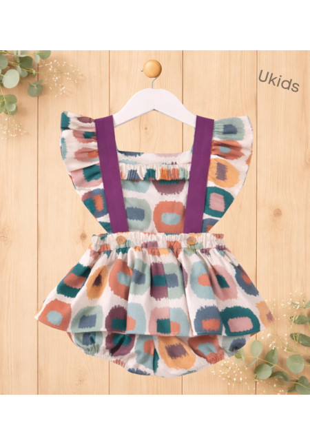 Peto Corto Manchas Bebé Niña Color Rosa Y Verde