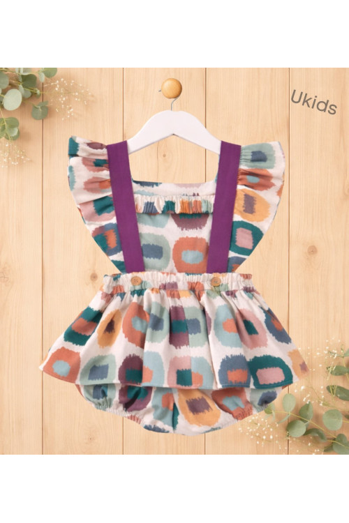 Peto Corto Manchas Bebé Niña Color Rosa Y Verde