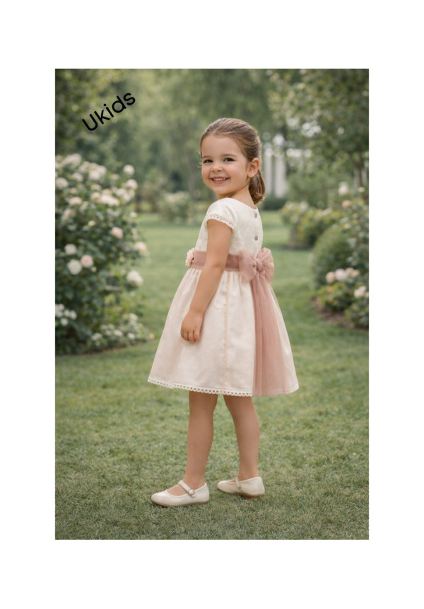 Vestido Cuerpo Plumeti Tablas Rosa