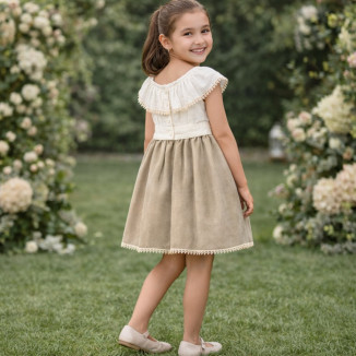 Vestido Cubanita Falda Lurex Beig/Arena