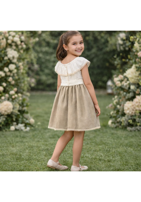 Vestido Cubanita Falda Lurex Beig/Arena