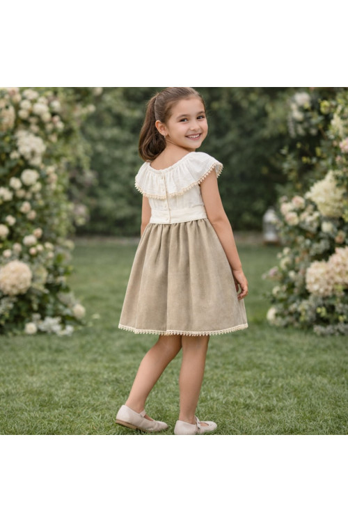 Vestido Cubanita Falda Lurex Beig/Arena