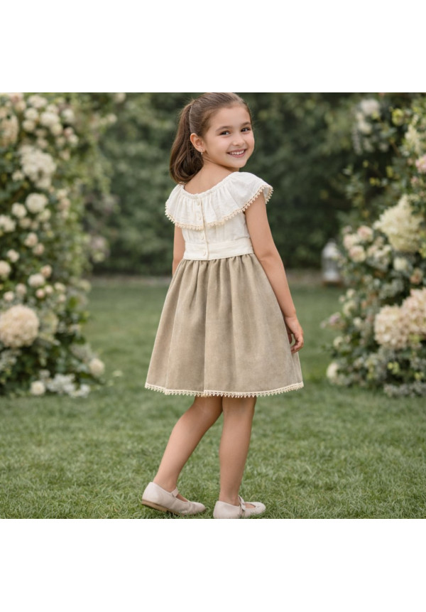 Vestido Cubanita Falda Lurex Beig/Arena