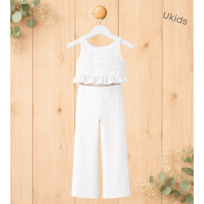 Conjunto De Dos Piezas Niña. Color Blanco