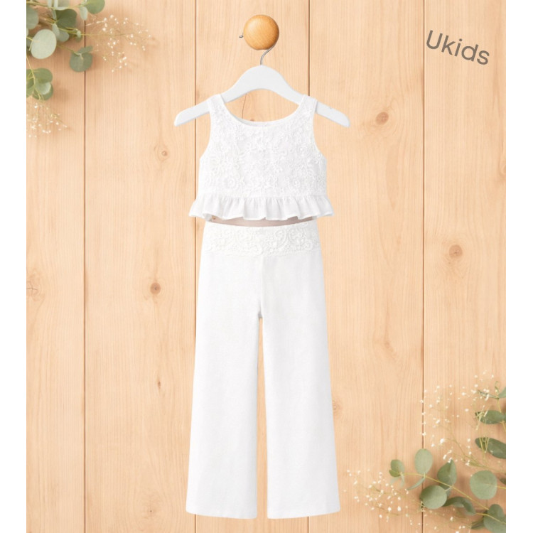 Conjunto De Dos Piezas Niña. Color Blanco