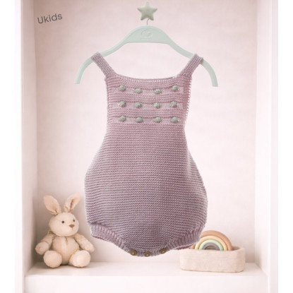 Ranita Punto Bebe Con Capota Art.8407C 'Garbanzos' Rosa Empolvado