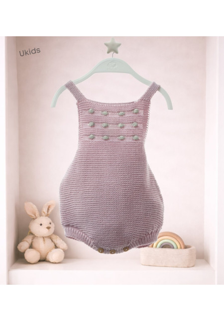 Ranita Punto Bebe Con Capota Art.8407C 'Garbanzos' Rosa Empolvado