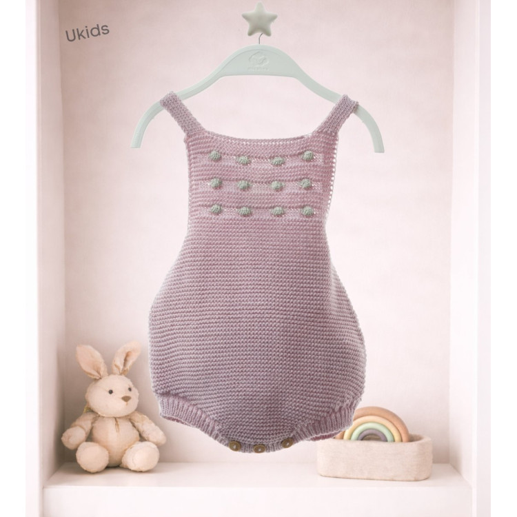 Ranita Punto Bebe Con Capota Art.8407C 'Garbanzos' Rosa Empolvado