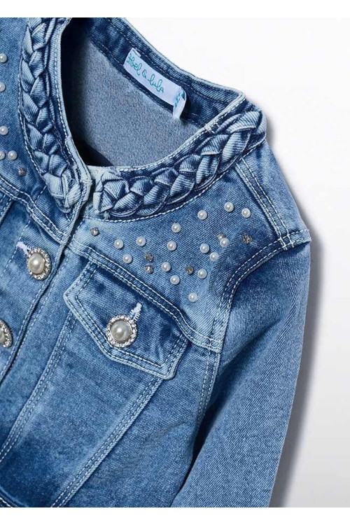 Cazadora Denim Perlas Bleached