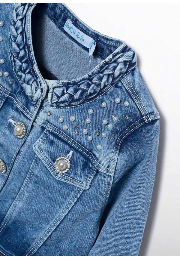 Cazadora Denim Perlas Bleached