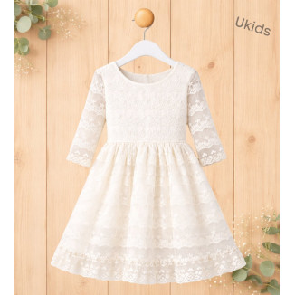 Vestido Niña Ceremonia Tul.  Color beige