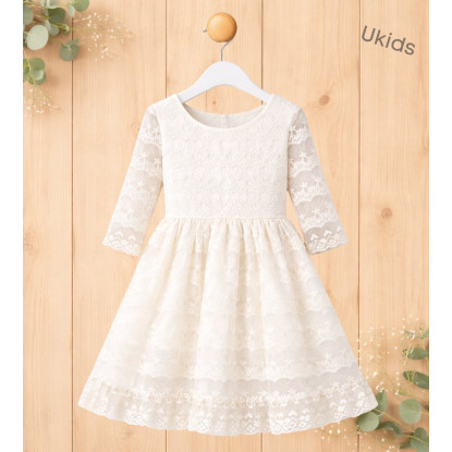 Vestido Niña Ceremonia Tul.  Color beige